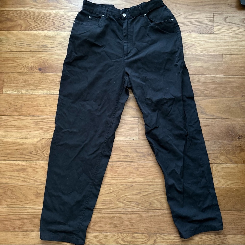 VINTAGE ST. JOHN’S BAY Black Pants 100% Cotton Straight Leg Size 14